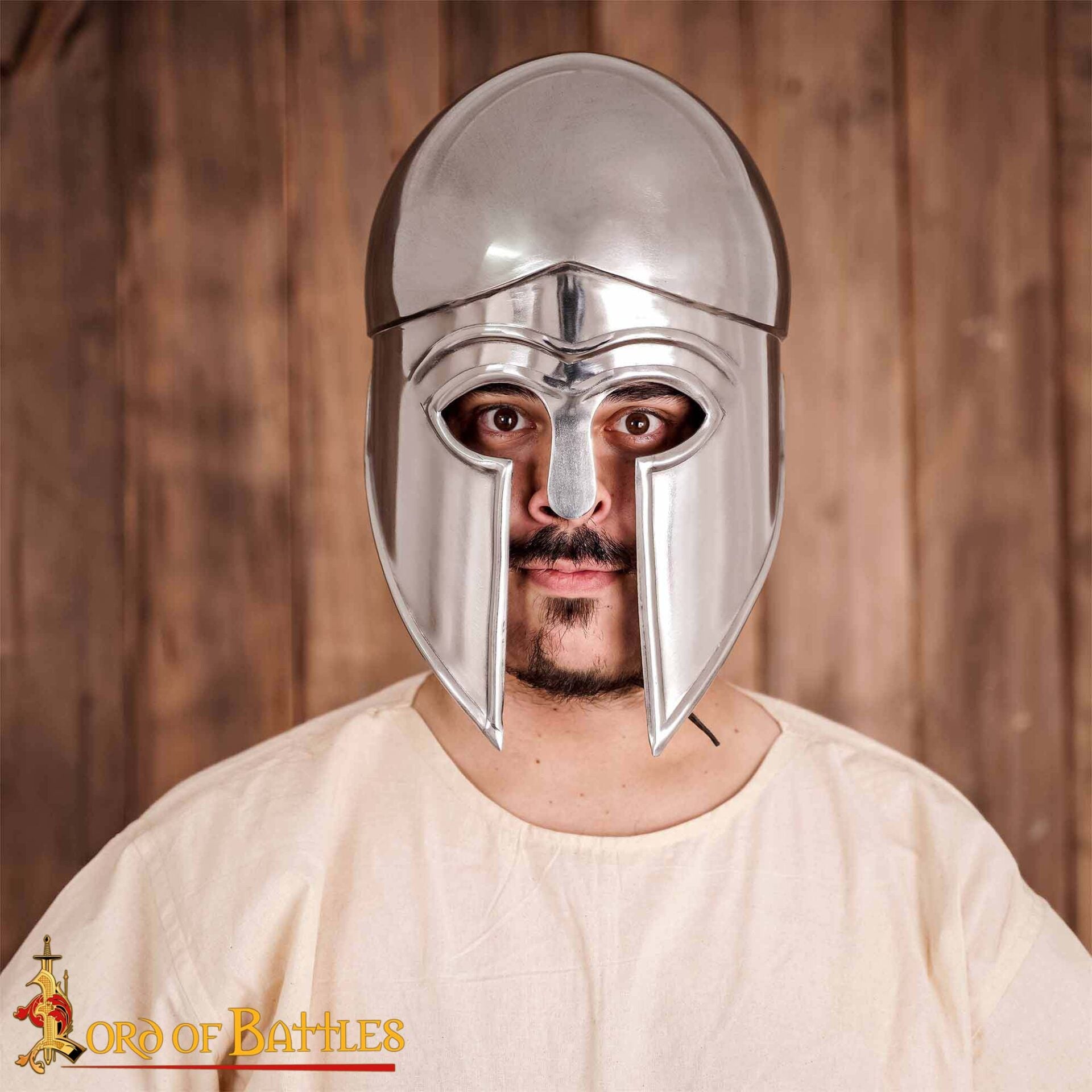 Casco Griego Hoplita Corintio de Acero con Forro de Cuero - Imagen 7