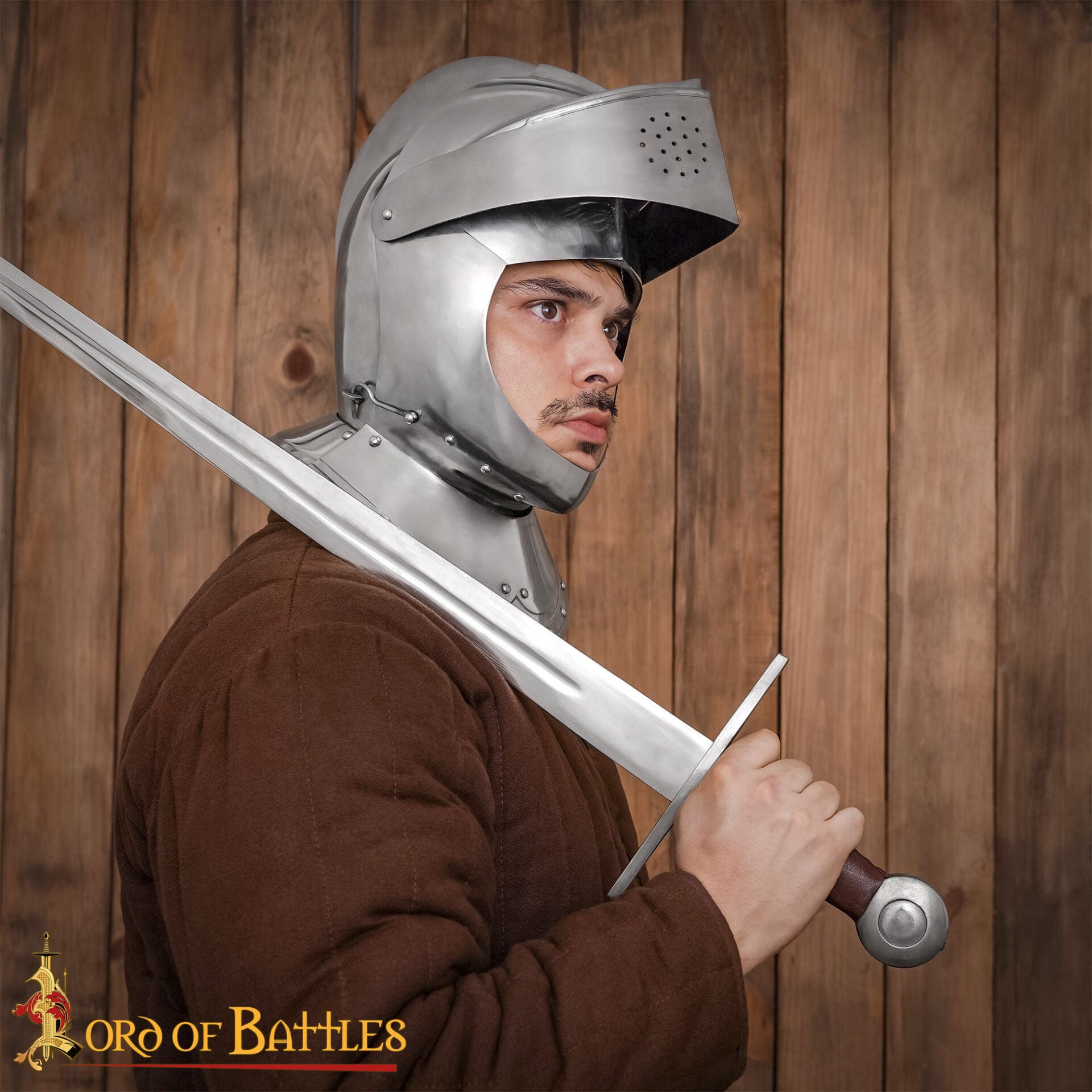 Casco Cerrado Renaissance con Visera Móvil Bevor Integrada Calibre 16 - Imagen 5