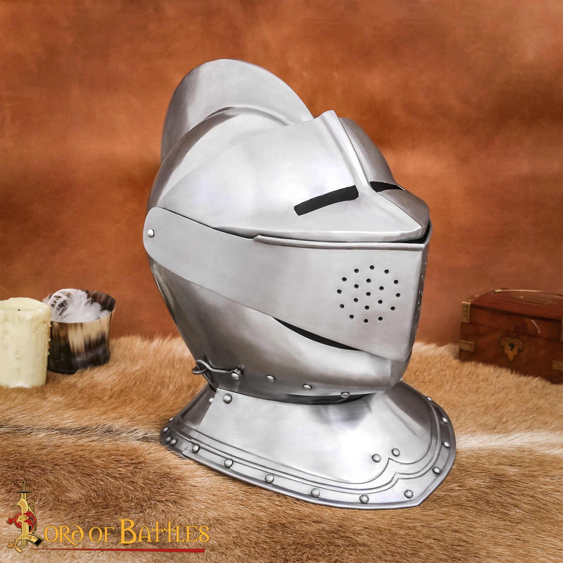 Casco Cerrado Renaissance con Visera Móvil Bevor Integrada Calibre 16 - Imagen 1