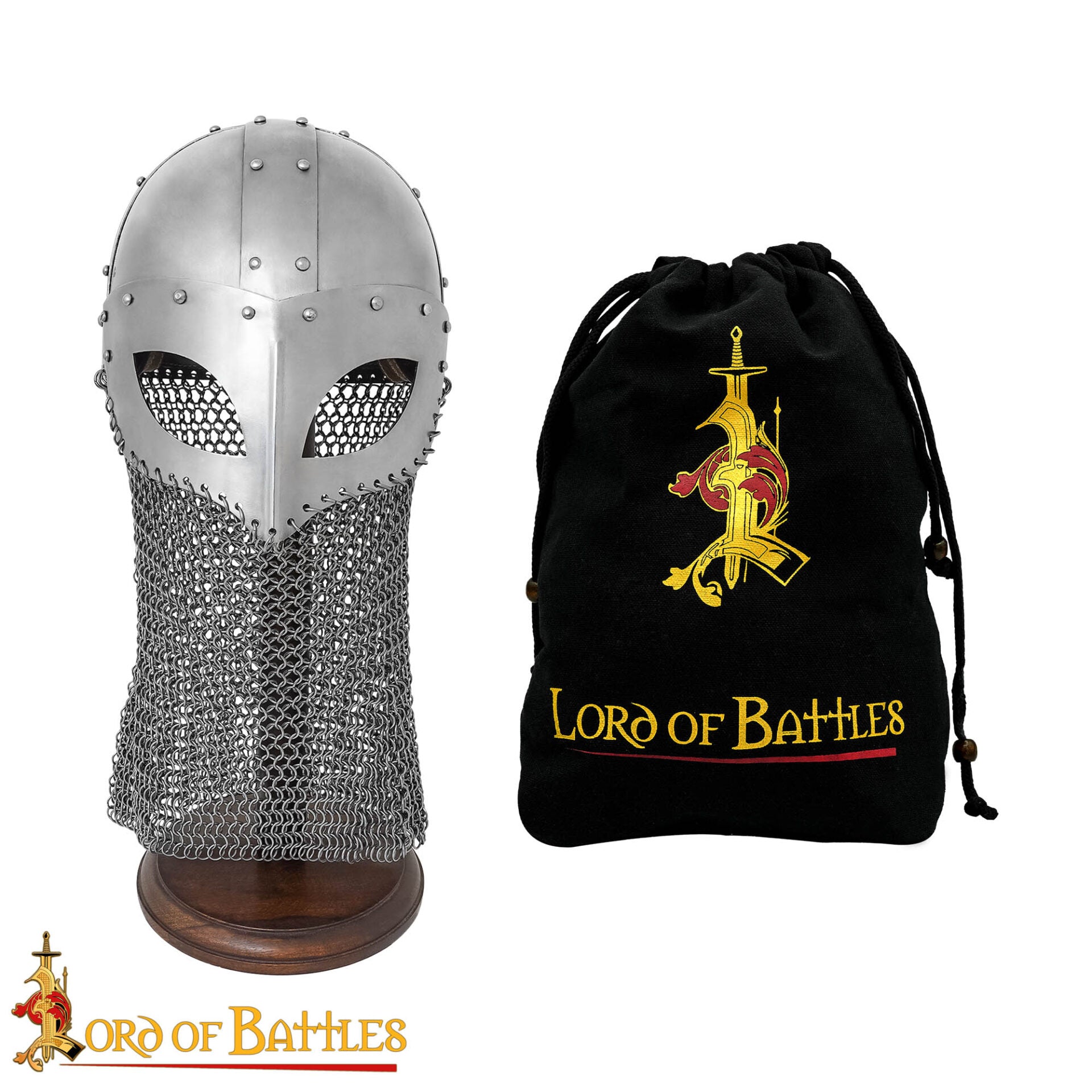 Casco de Gafas Vikingo con Coraza de Cota de Malla de 16 Calibre - Imagen 4