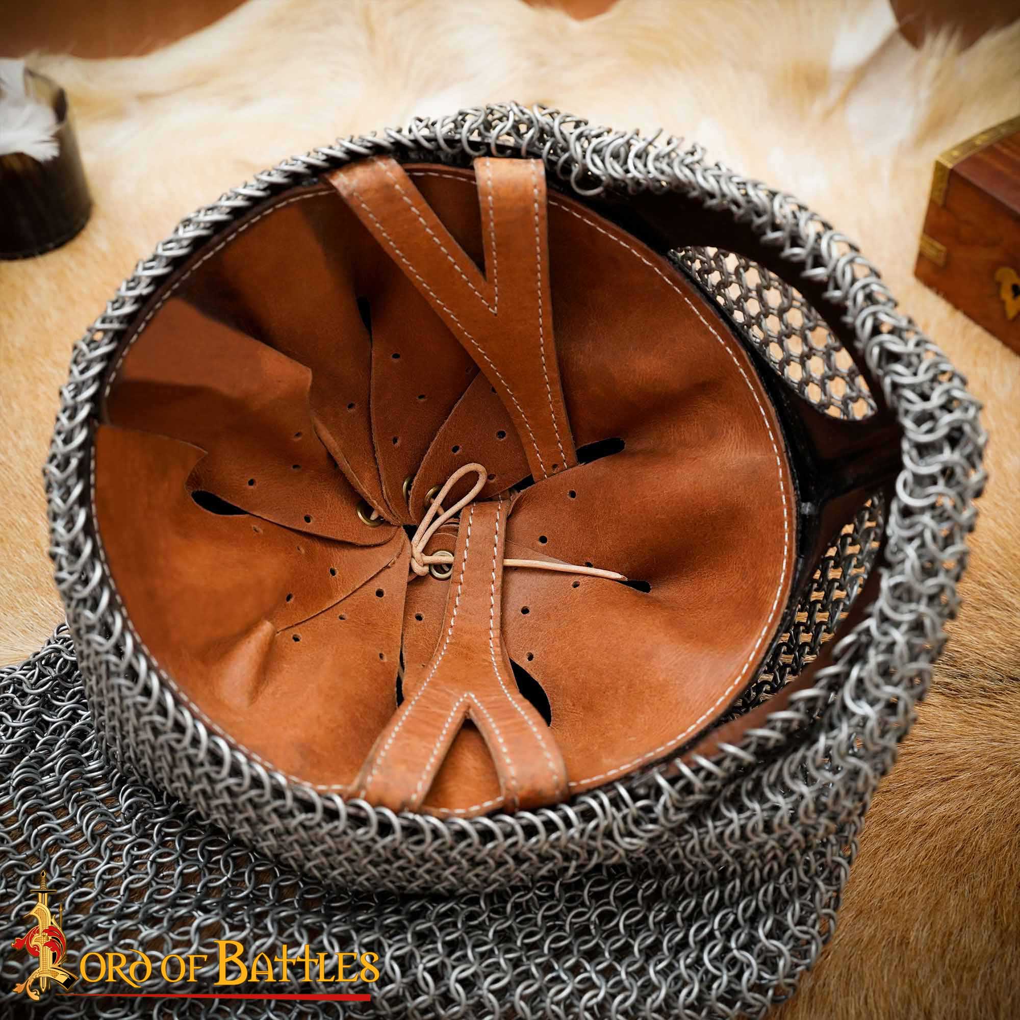 Casco de Gafas Vikingo con Coraza de Cota de Malla de 16 Calibre - Imagen 7