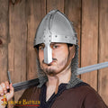 Casco Medieval Normando Nasal de Acero con Corail de Cota de Malla 16 Calibre - Imagen 1