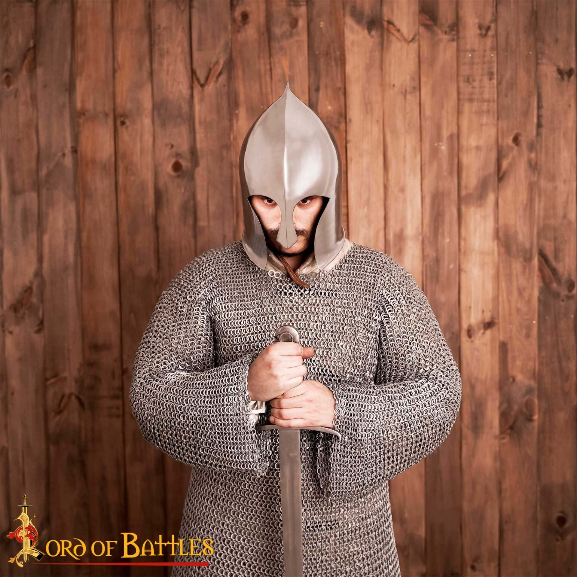 Casco de Guerrero Elfo con Forro de Cuero Auténtico para Larp y Cosplay Calibre 16 - Imagen 2