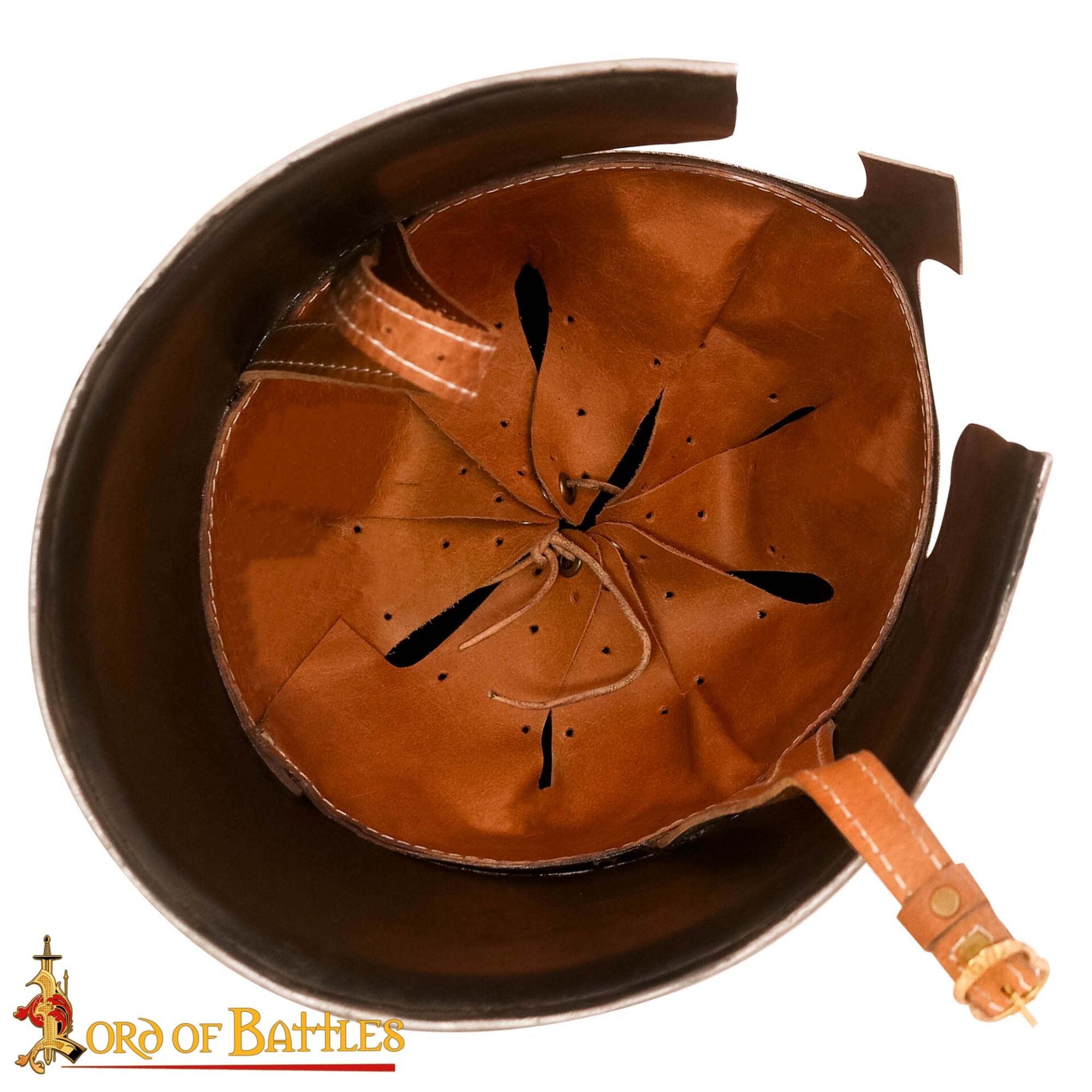 Casco de Guerrero Elfo con Forro de Cuero Auténtico para Larp y Cosplay Calibre 16 - Imagen 5