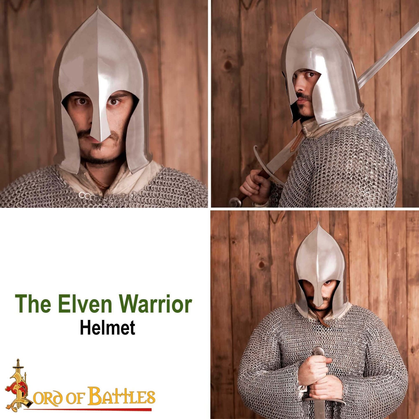 Casco de Guerrero Elfo con Forro de Cuero Auténtico para Larp y Cosplay Calibre 16 - Imagen 8