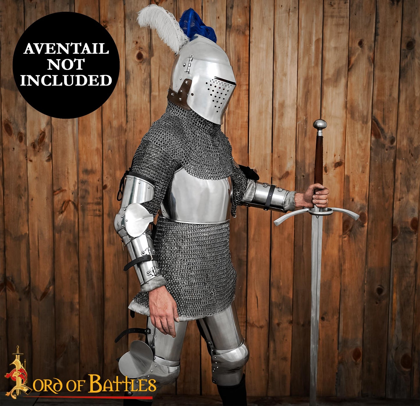 Casco Bascinet Medieval de Visera Completa Calibre 14 - Imagen 7