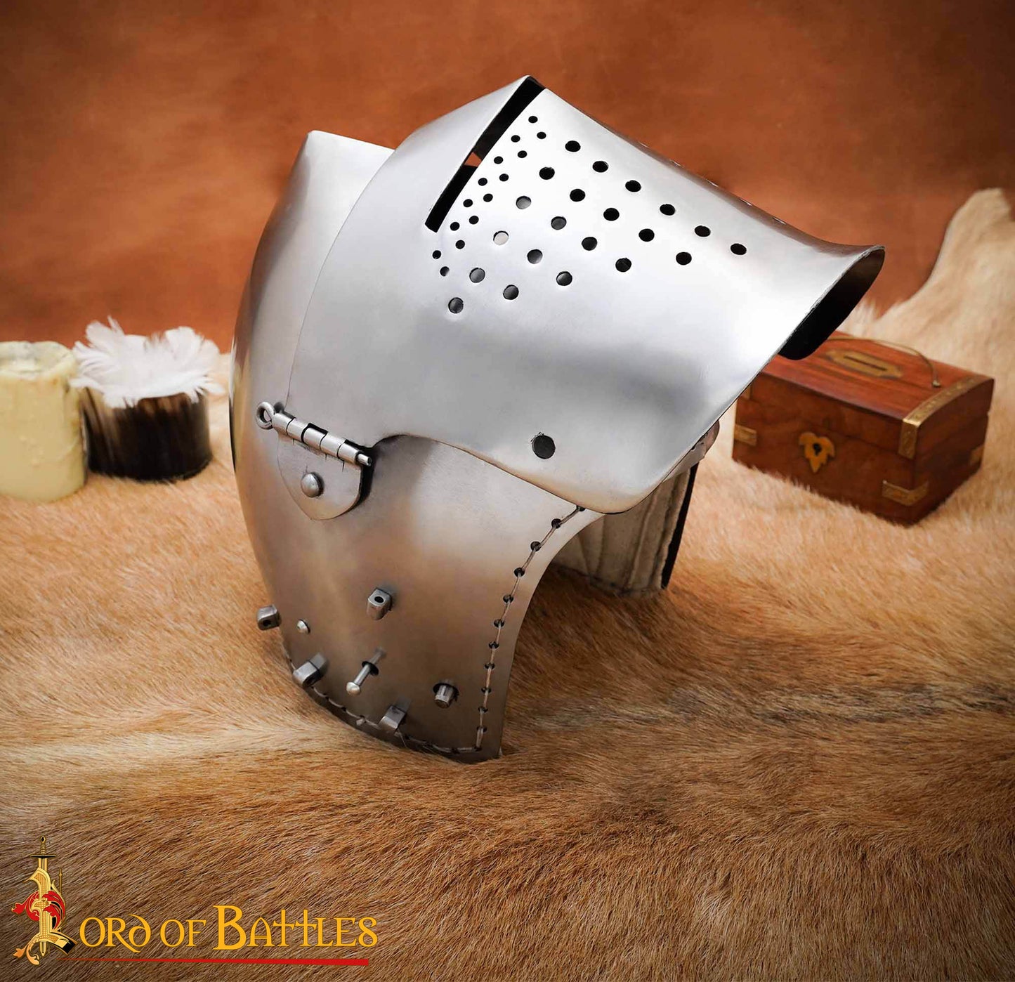 Casco Bascinet Medieval de Visera Completa Calibre 14 - Imagen 1