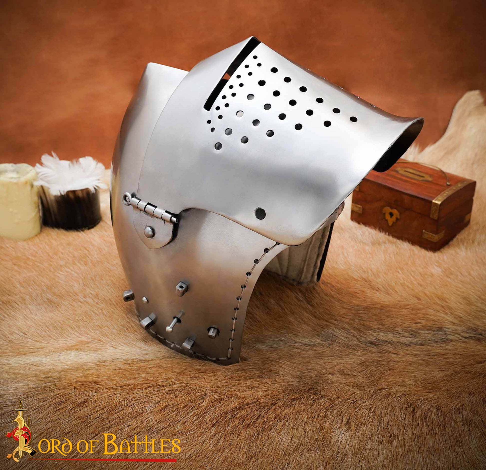 Casco Bascinet Medieval de Visera Completa Calibre 14 - Imagen 1