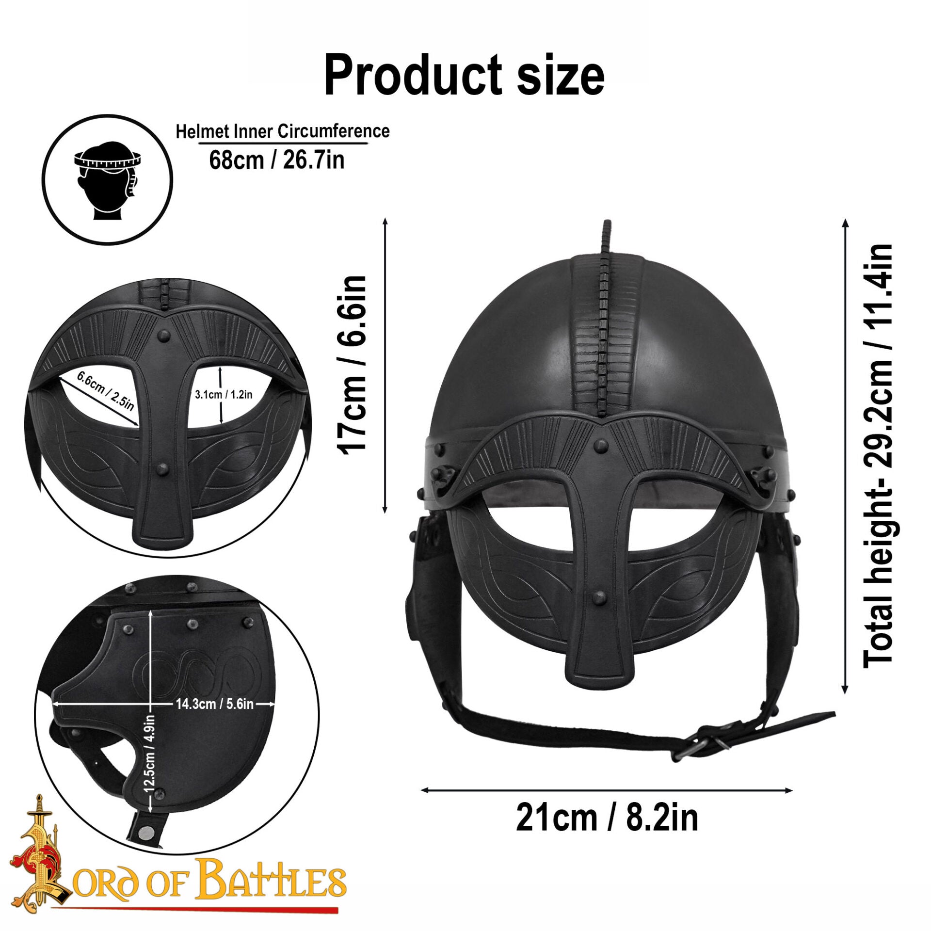 Casco de Acero Ennegrecido Inspirado en Viking Vendel con Forro Acolchado Calibre 16 - Imagen 3