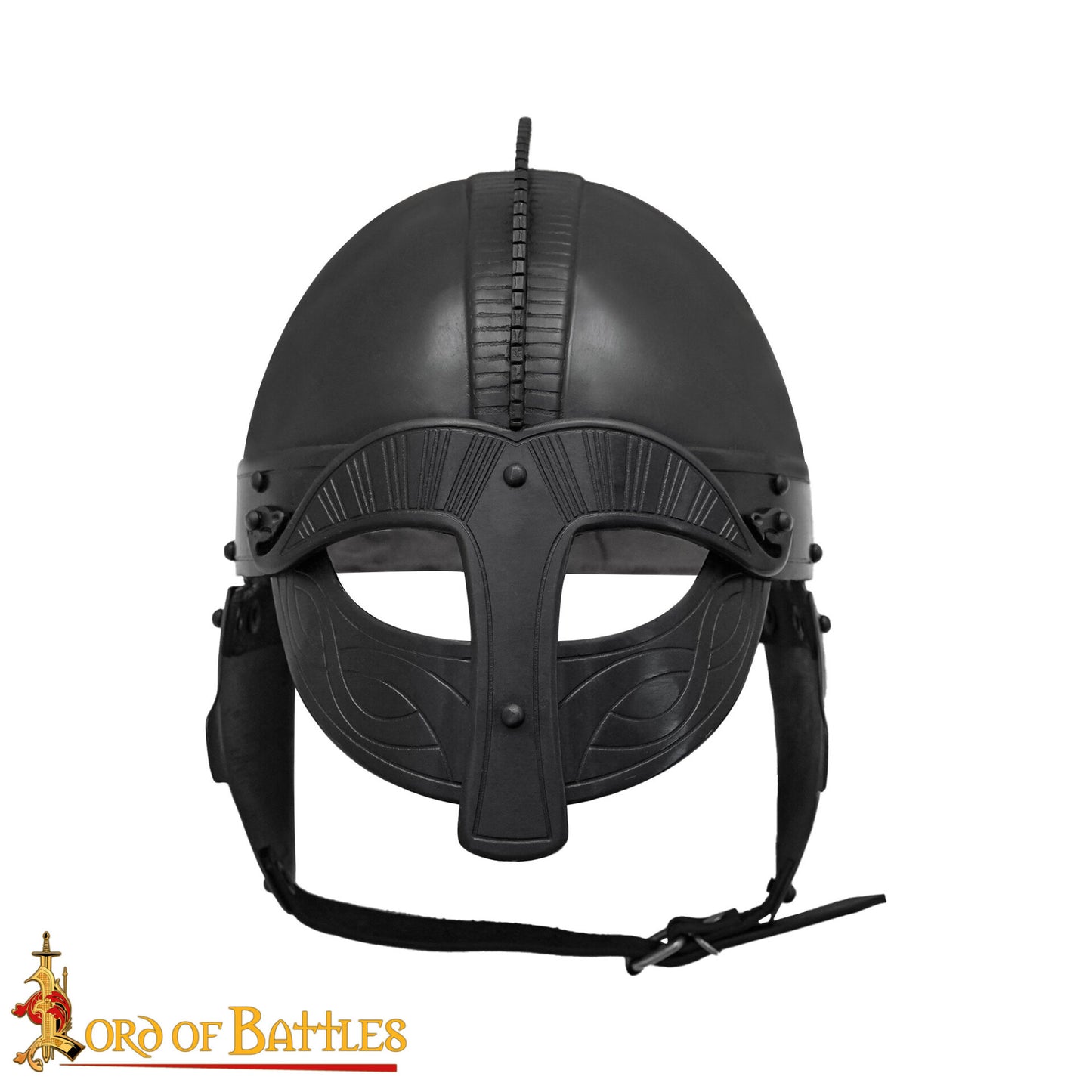 Casco de Acero Ennegrecido Inspirado en Viking Vendel con Forro Acolchado Calibre 16 - Imagen 4