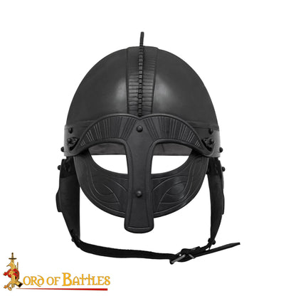 Casco de Acero Ennegrecido Inspirado en Viking Vendel con Forro Acolchado Calibre 16 - Imagen 4