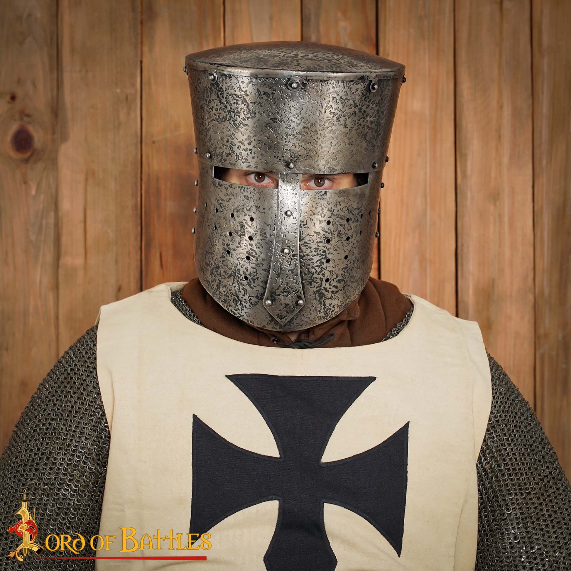 Casco Cruzado Medieval Antiguo con Forro Acolchado Calibre 16 - Imagen 5