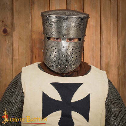 Casco Cruzado Medieval Antiguo con Forro Acolchado Calibre 16 - Imagen 5