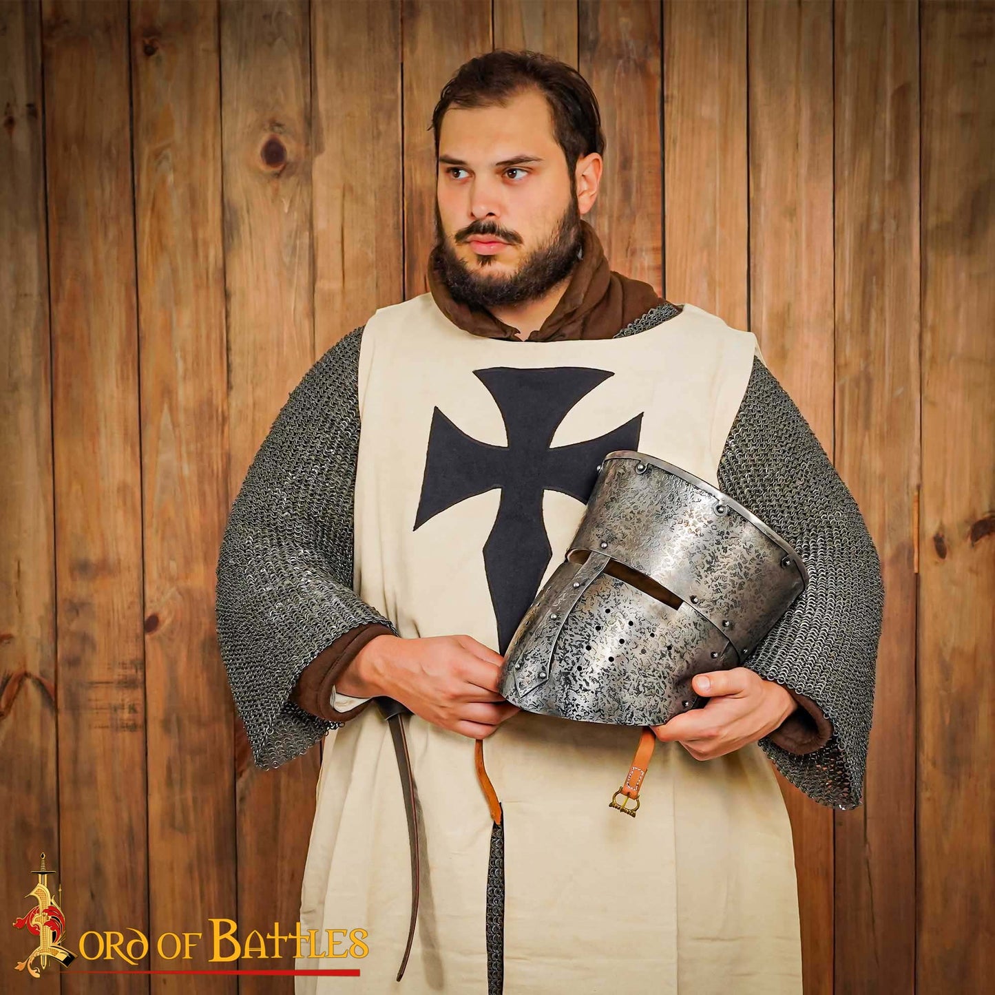 Casco Cruzado Medieval Antiguo con Forro Acolchado Calibre 16 - Imagen 7