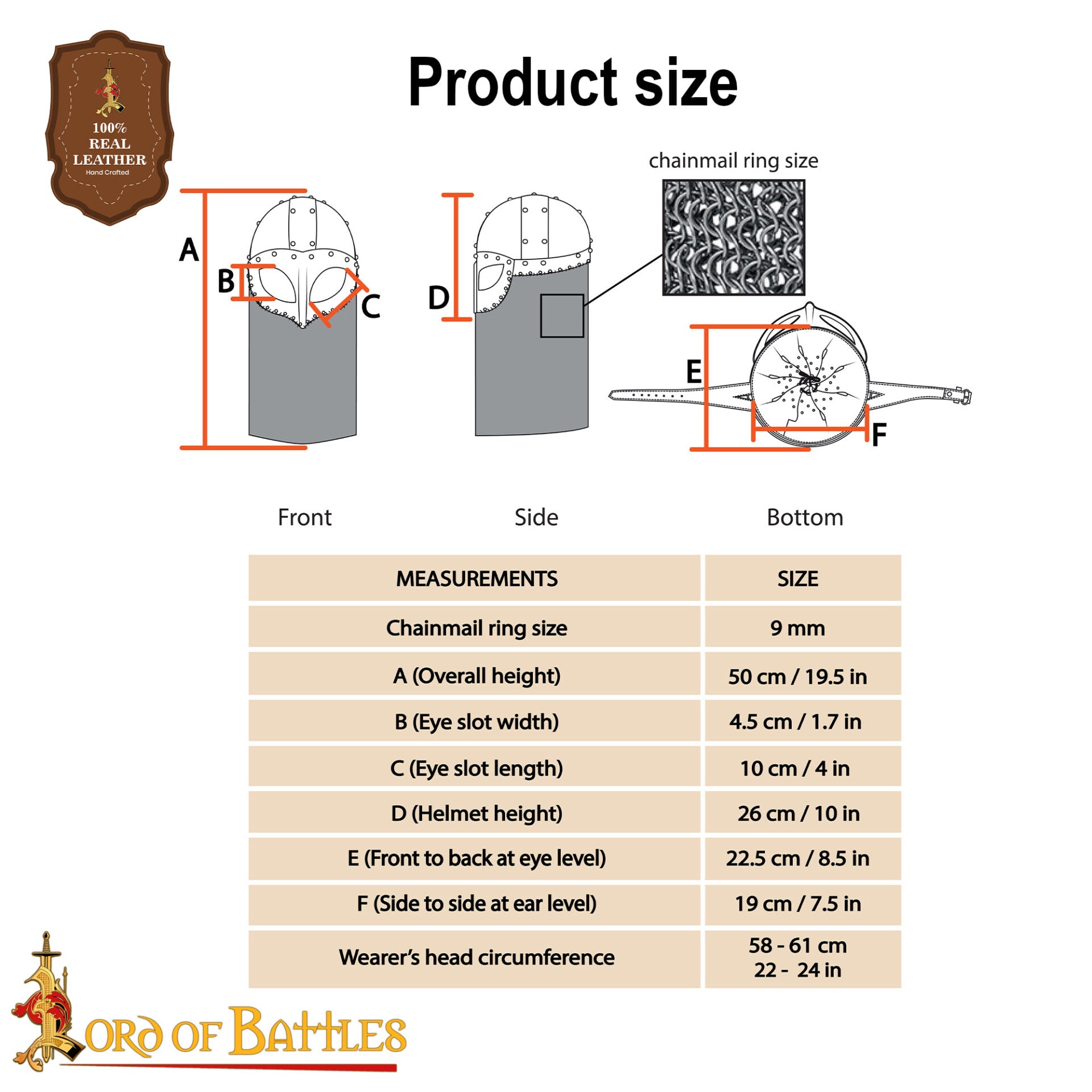 Casco de Gafas Vikingo con Coraza de Cota de Malla de 16 Calibre - Imagen 9