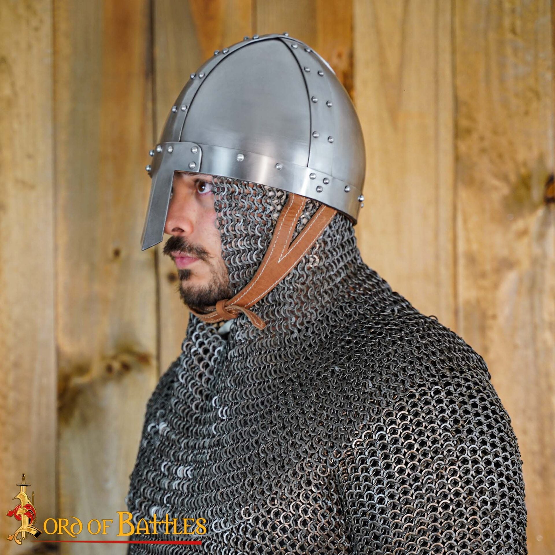 Casco Medieval Nasal Spangenhelm con Forro de Cuero - Imagen 2