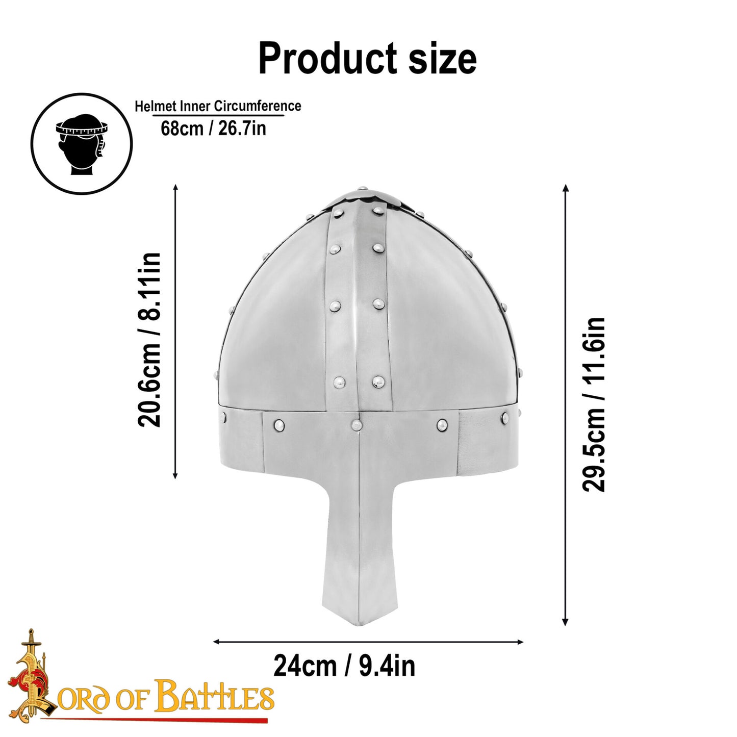 Casco Medieval Nasal Spangenhelm con Forro de Cuero - Imagen 3