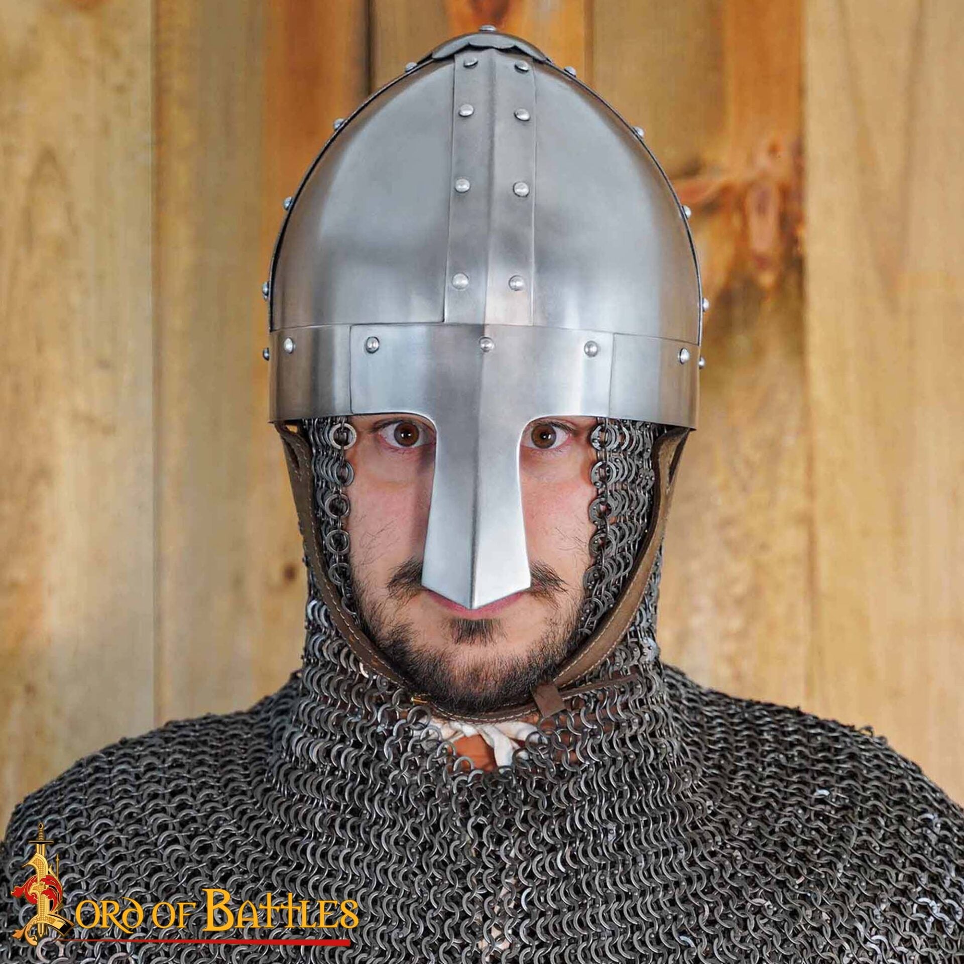 Casco Medieval Nasal Spangenhelm con Forro de Cuero - Imagen 1