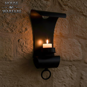 Vela Medieval de Hierro Forjado a Mano con Voluta para Montaje en Pared - Imagen 1