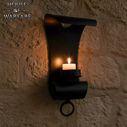 Vela Medieval de Hierro Forjado a Mano con Voluta para Montaje en Pared - Imagen 1
