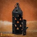 Farol Medieval de Hierro para Velas con Recortes de Trébol y Asa Anular - Imagen 1