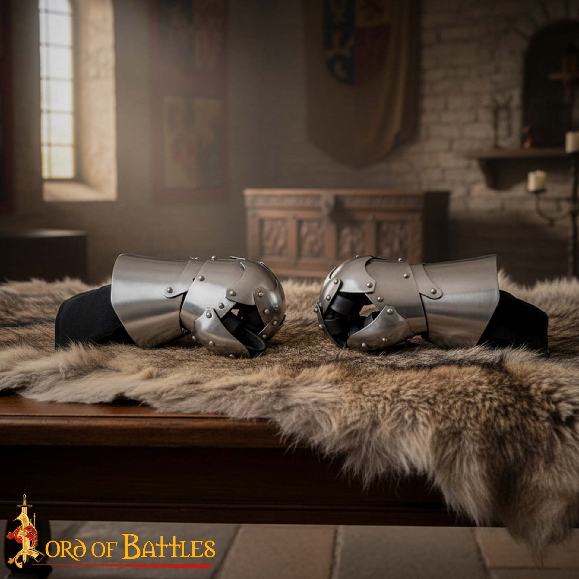 Caballero Medieval Torneo Manopla Guanteletes Armadura de Acero con Guantes de Gamuza - Imagen 8