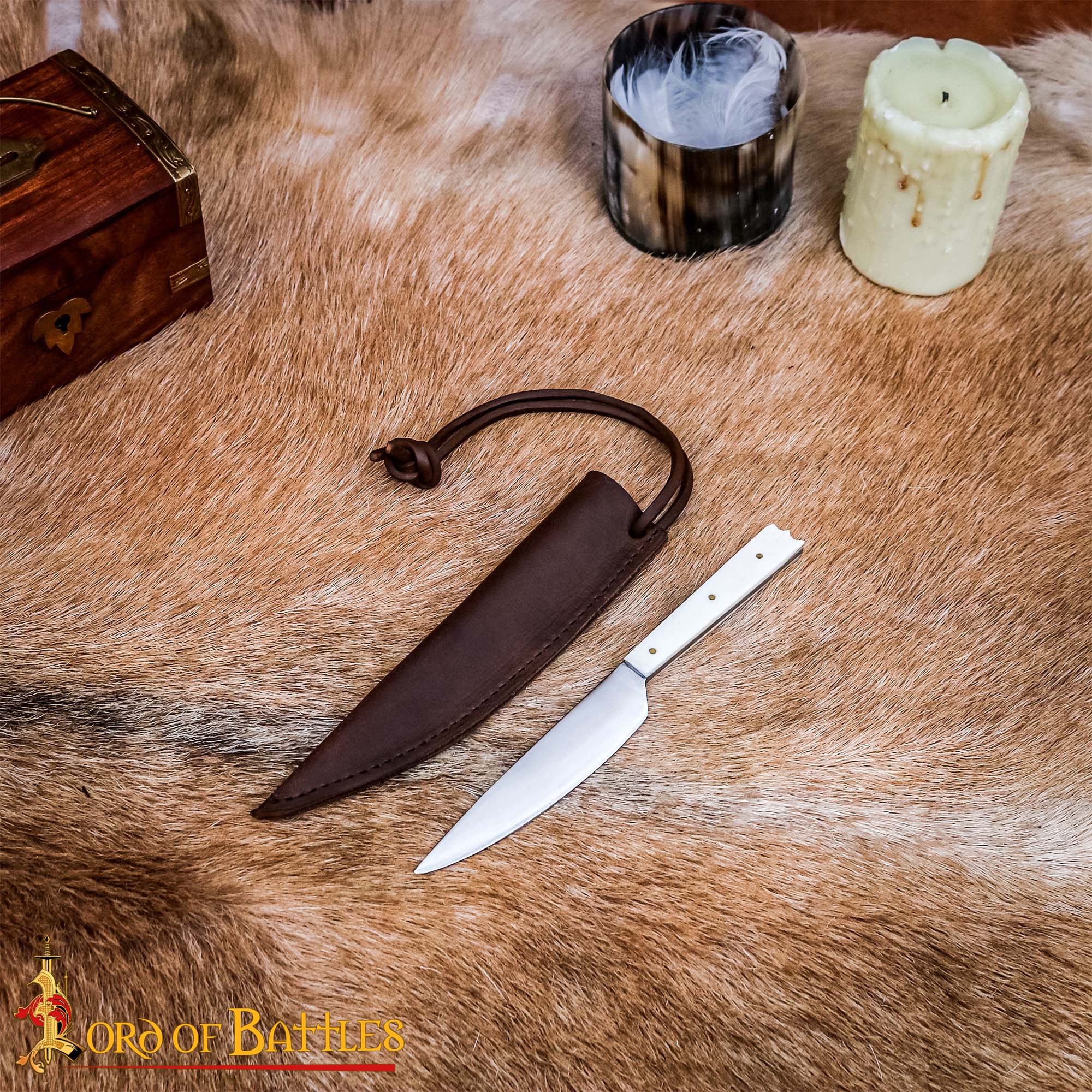 Cuchillo Vikingo de Acero Inoxidable con Mango de Hueso - Imagen 1