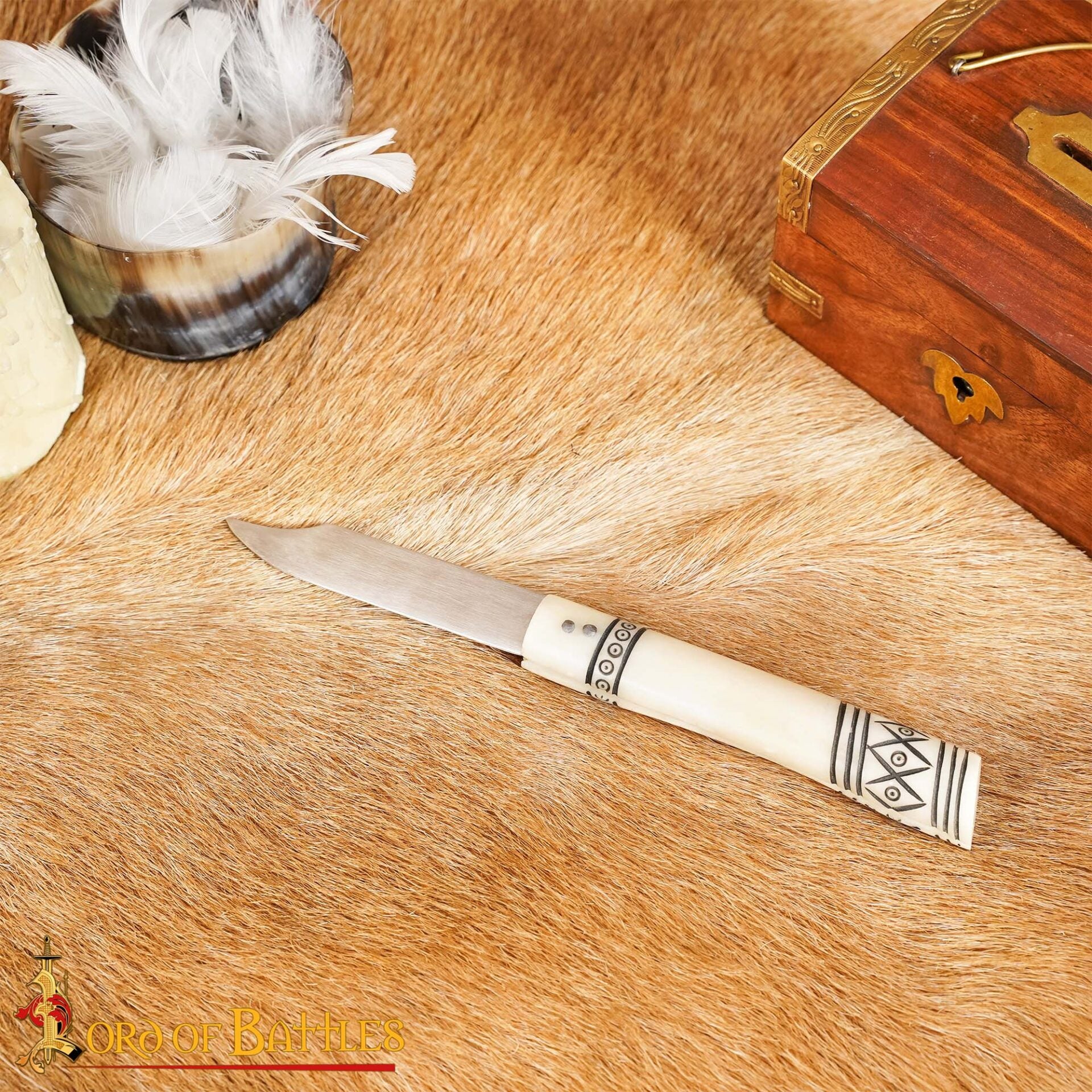 Cuchillo Plegable Forjado a Mano con Mango de Hueso - Hoja de Acero Inoxidable Pulido de 20 Cm - Imagen 10