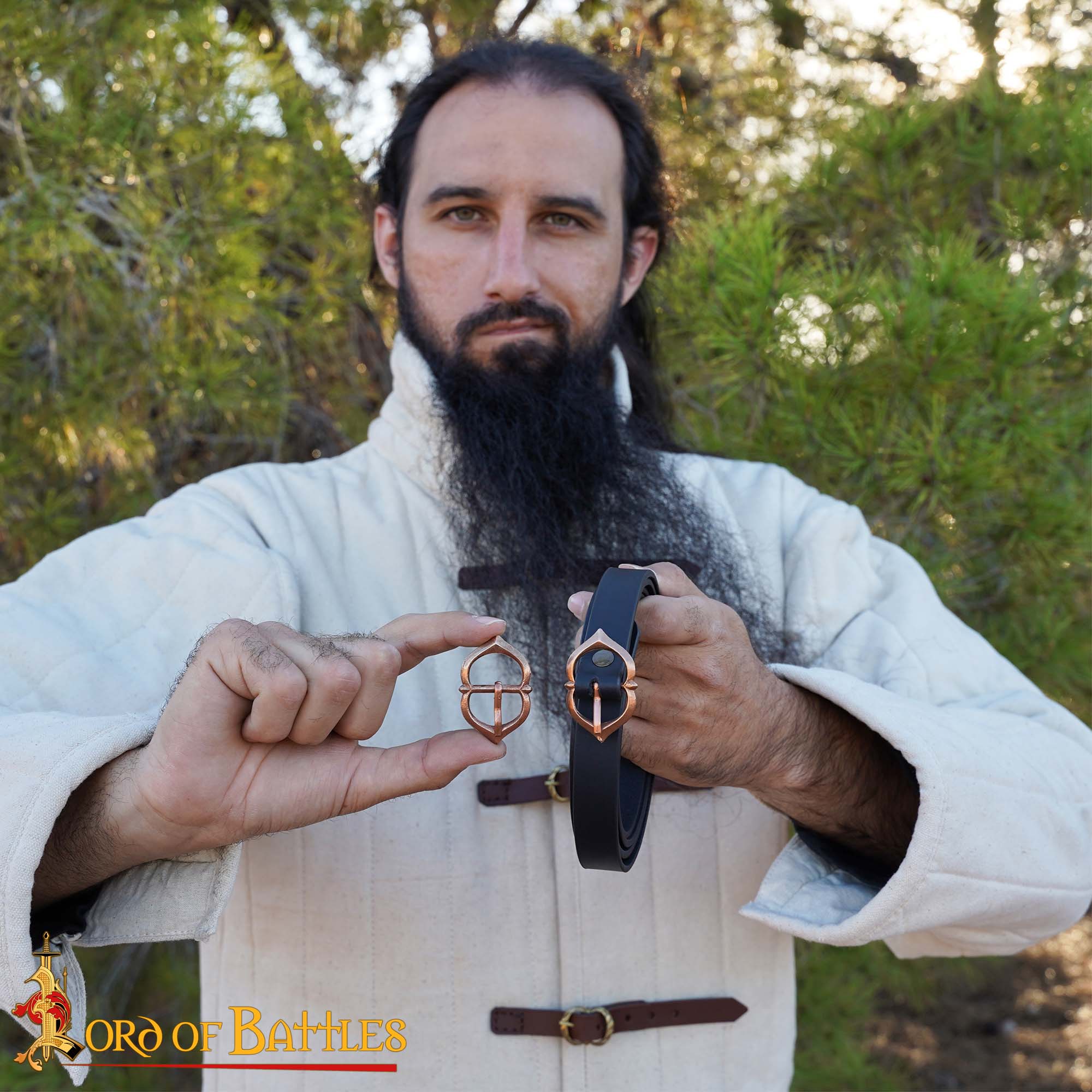 Cinturón Medieval de Cuero con Hebilla de Bronce Auténtico - Imagen 2