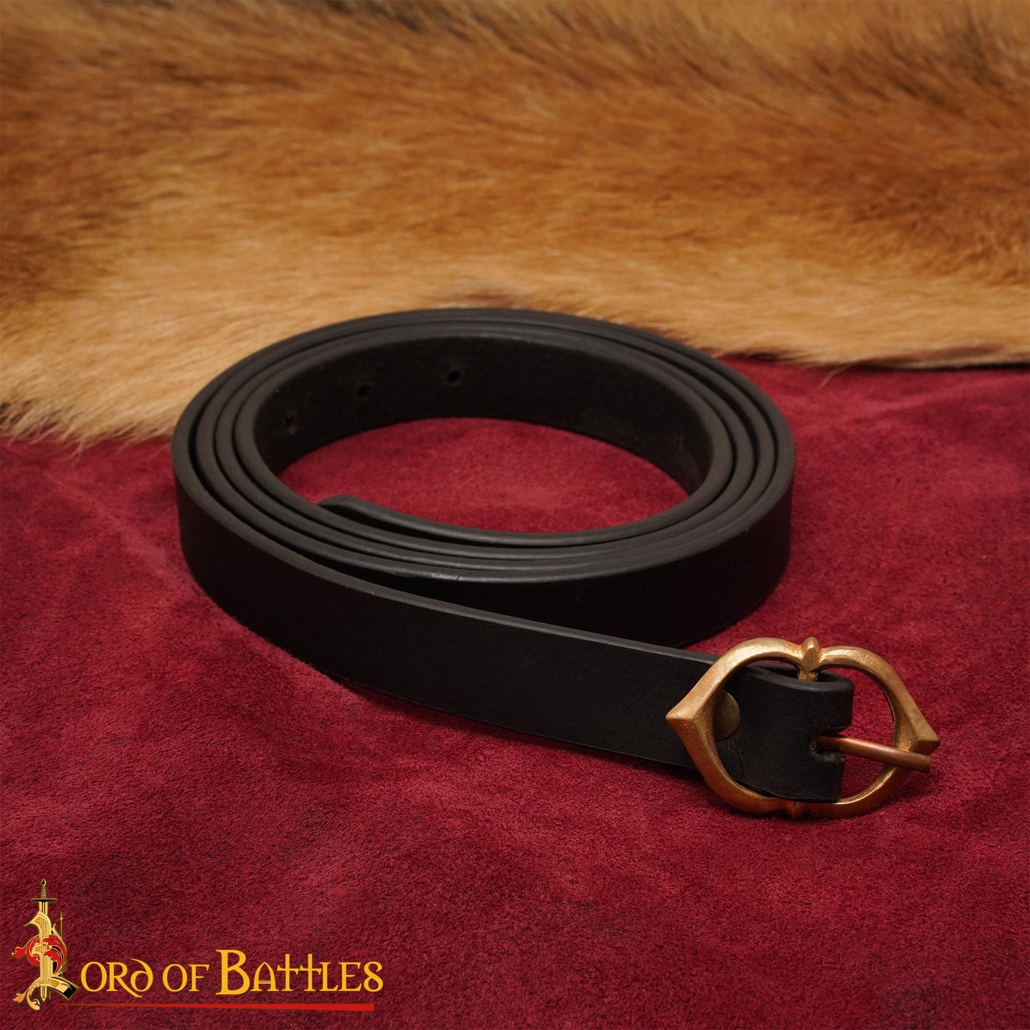 Cinturón Medieval de Cuero con Hebilla de Bronce Auténtico - Imagen 1