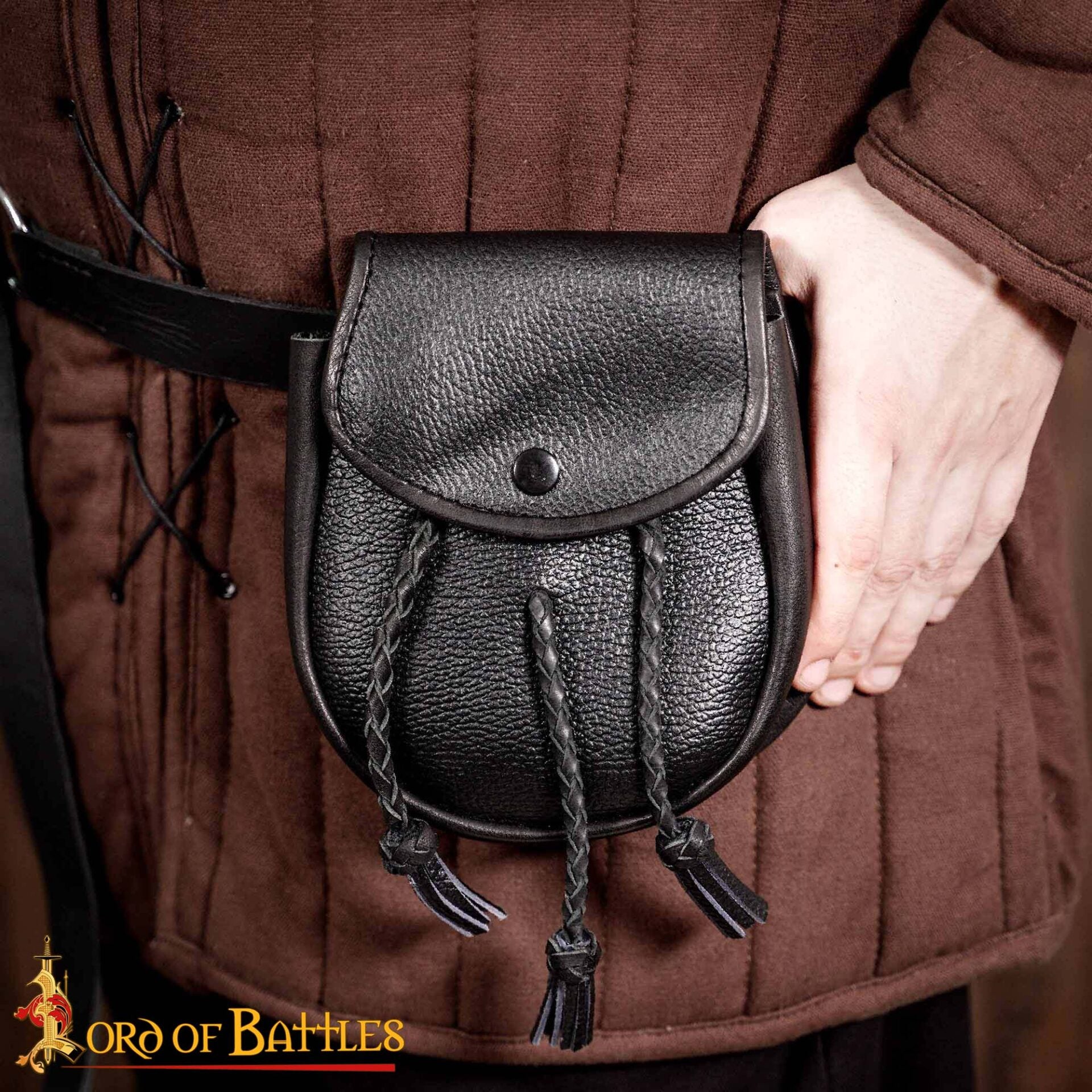 Sporran Medieval con Borlas Trenzadas Hecho a Mano de Cuero Genuino - Imagen 6
