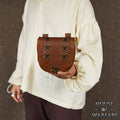 Bolsa Medieval de Cuero para Cinturón con Cierre - Bolso Marrón con Cordones Cruzados para Larp, Disfraces Vikingos y Renacentistas - Imagen 1