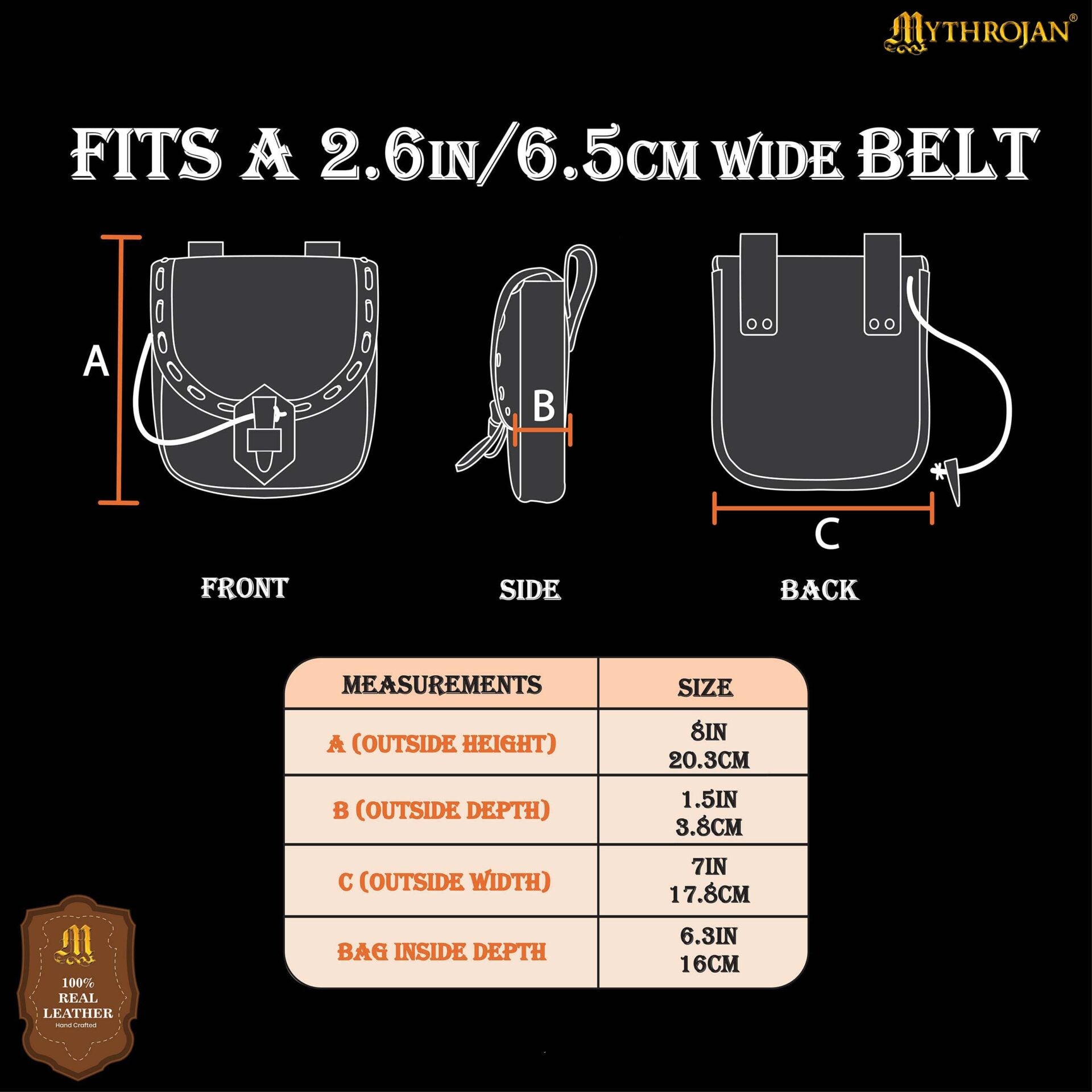 Riñonera Medieval de Cuero Hecha a Mano con Pasador de Cuerno de Buey y Decoración Heráldica de Latón - Funda de Cuero Auténtico - Imagen 15