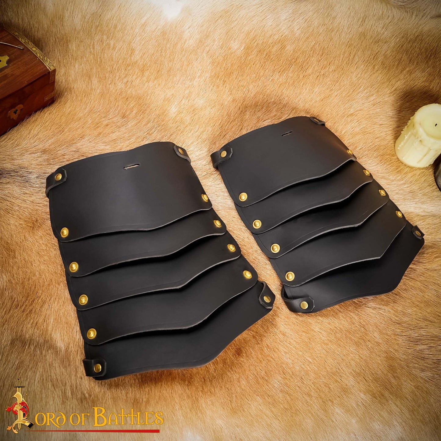 Fantasía Vikingo Pauldrons Cuero con Cinturones de Cuero Ajustables - Imagen 1