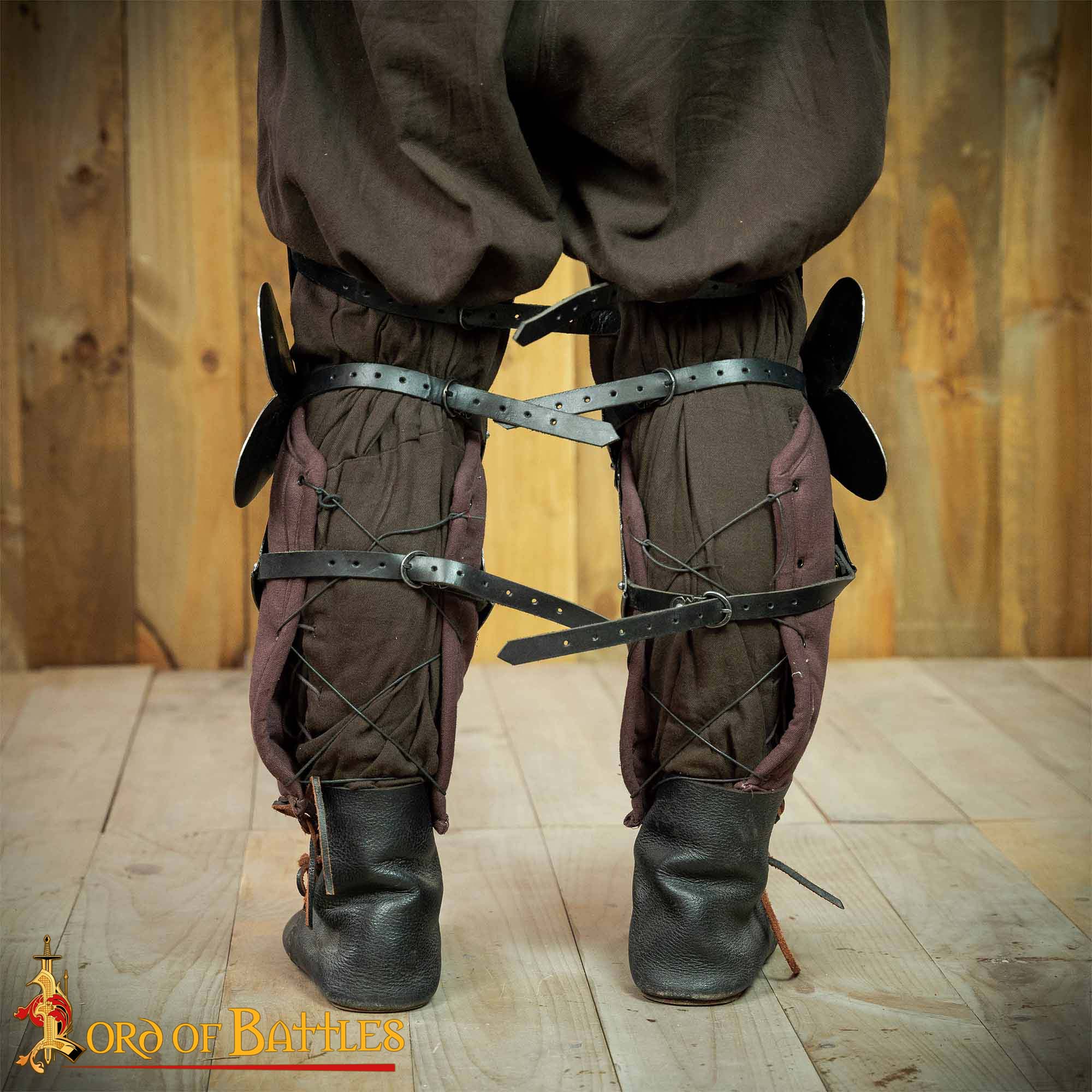 Mercenario Medieval Poleyns Rodillera de Acero Funcional Calibre 16 - Imagen 2