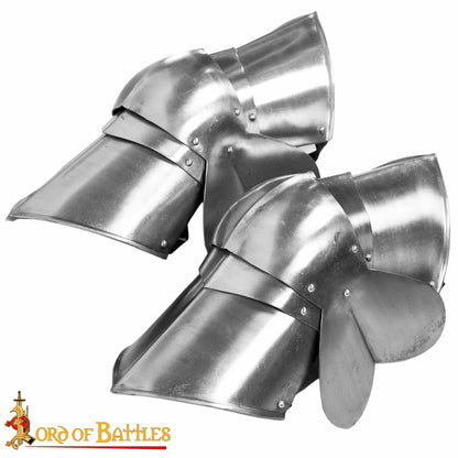 Mercenario Medieval Poleyns Rodillera de Acero Funcional Calibre 16 - Imagen 4
