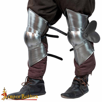 Mercenario Medieval Poleyns Rodillera de Acero Funcional Calibre 16 - Imagen 5