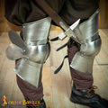 Mercenario Medieval Poleyns Rodillera de Acero Funcional Calibre 16 - Imagen 1