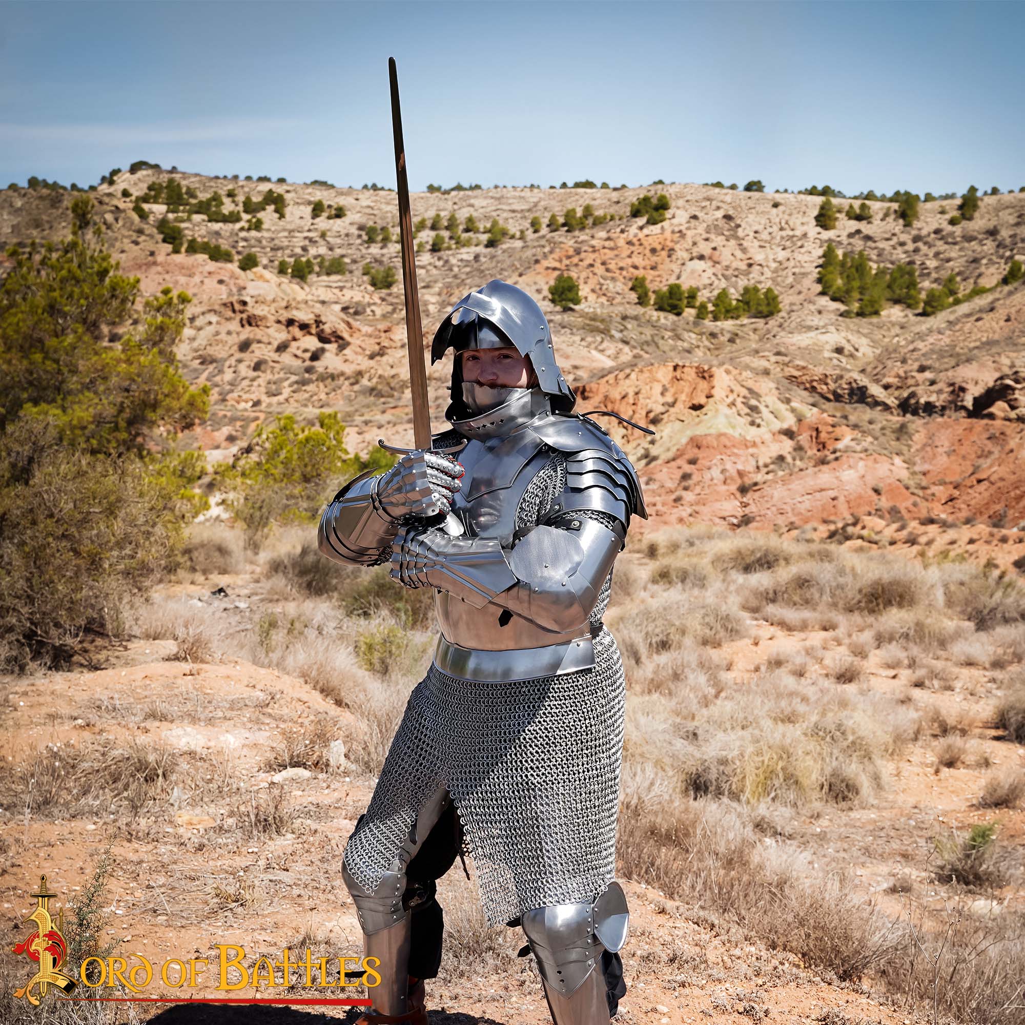 Armadura de Piernas de Caballero Gótico con Poleyns - Acero Pulido de Calibre 16 - Imagen 6