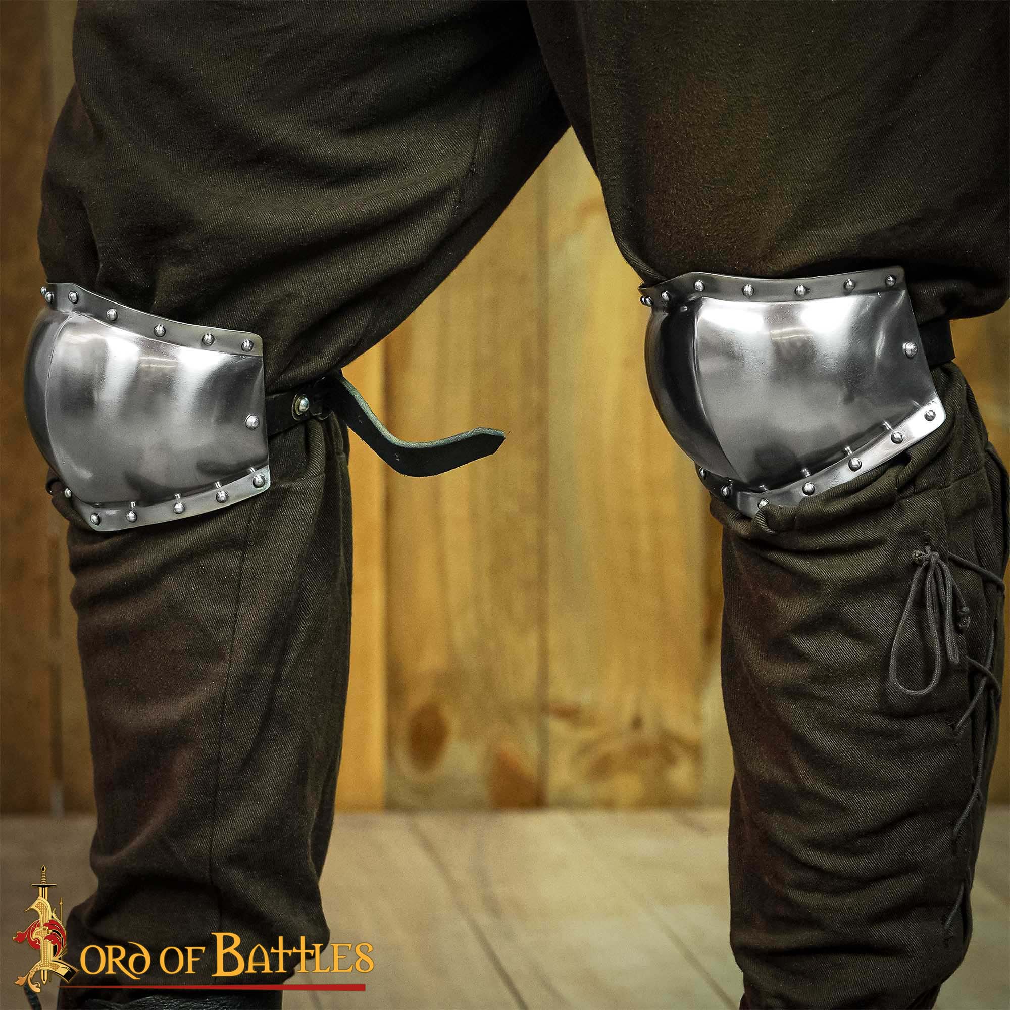 Caballero del Siglo Xiii - Xiv Poleyns Rodilleras Forradas de Ante Calibre 16 - Imagen 1