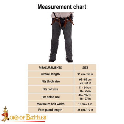 Chainmail Leggings Chausses 9 Mm 16 Gauge High Tensile Butted Rings With Leather Straps - Imagen 7