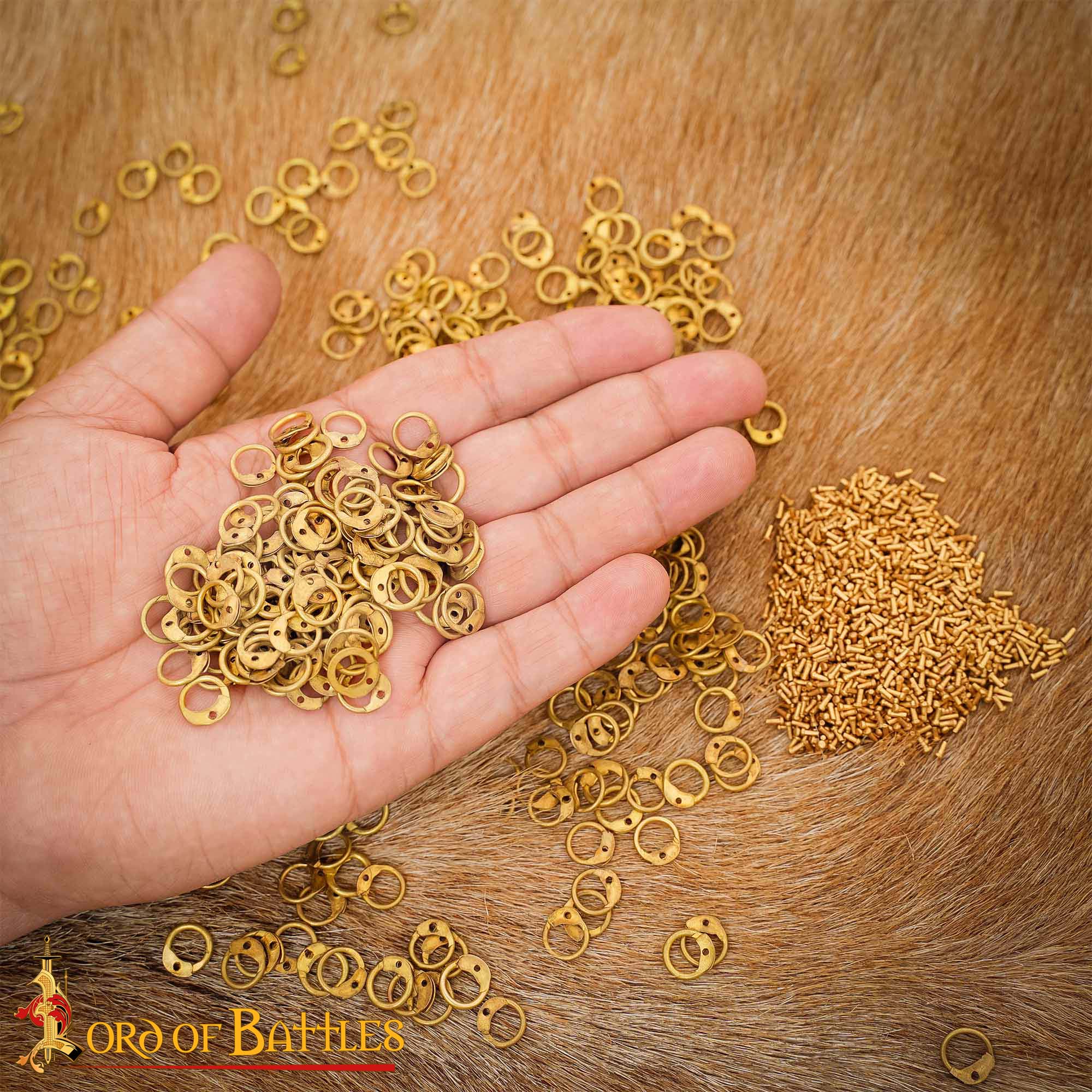 Anillos Redondos de Latón - Anillo Redondo de Remaches de Cúpula de 9 Mm - Calibre 18, Acabado de Latón - 1kgs - Ideal para Bricolaje y Reparaciones de Cota de Malla - Imagen 2