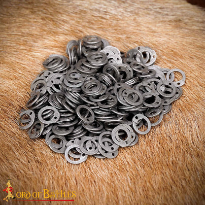 Anillas Planas de Acero - Anillas Planas con Remaches en Forma de Cúpula de 6 Mm - Calibre 18, Acabado Natural - 1kgs - Ideal para Bricolaje y Reparaciones de Cota de Malla - Imagen 1