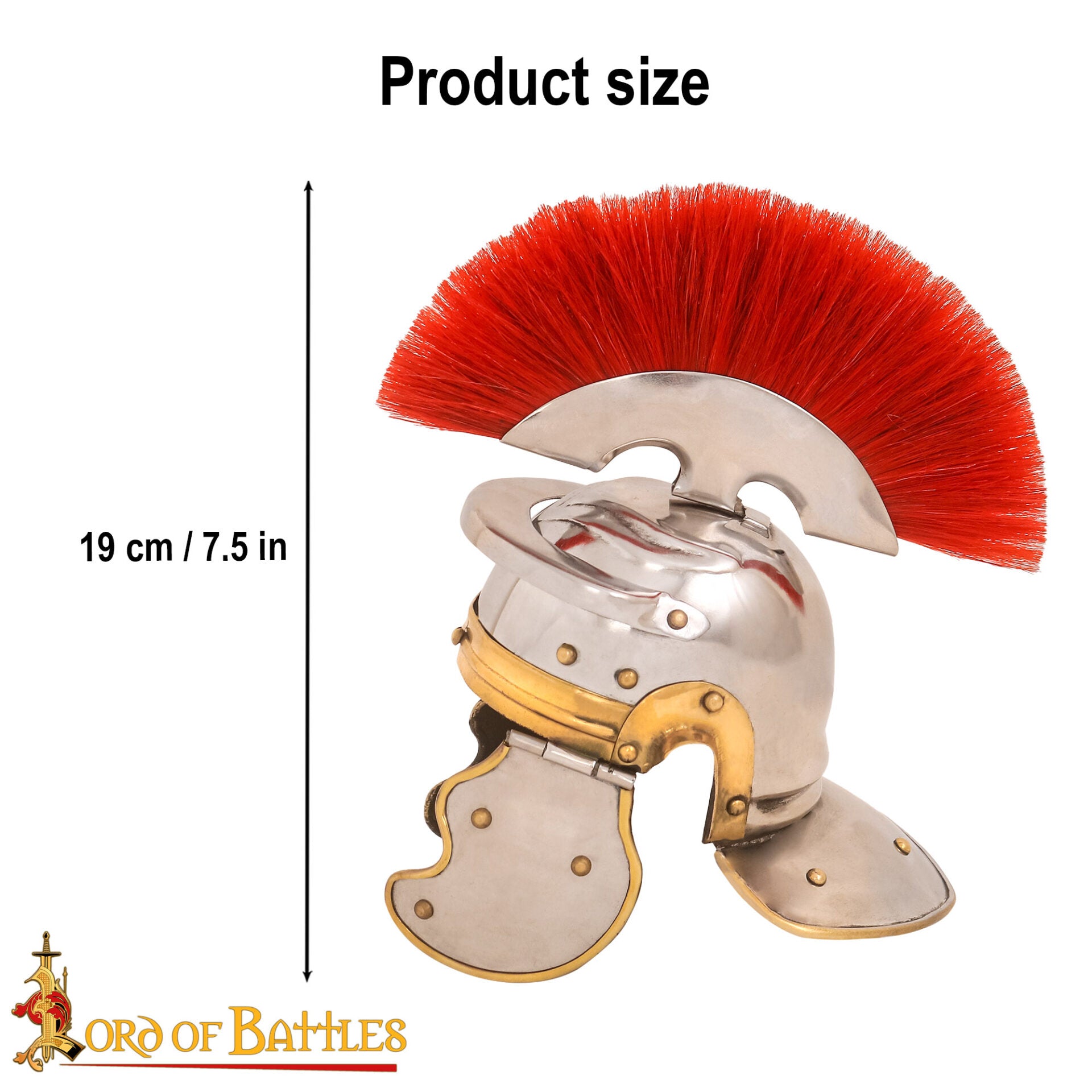 Minicasco de Centurión Romano Decorativo con Penacho Rojo y Soporte de Madera - Imagen 3