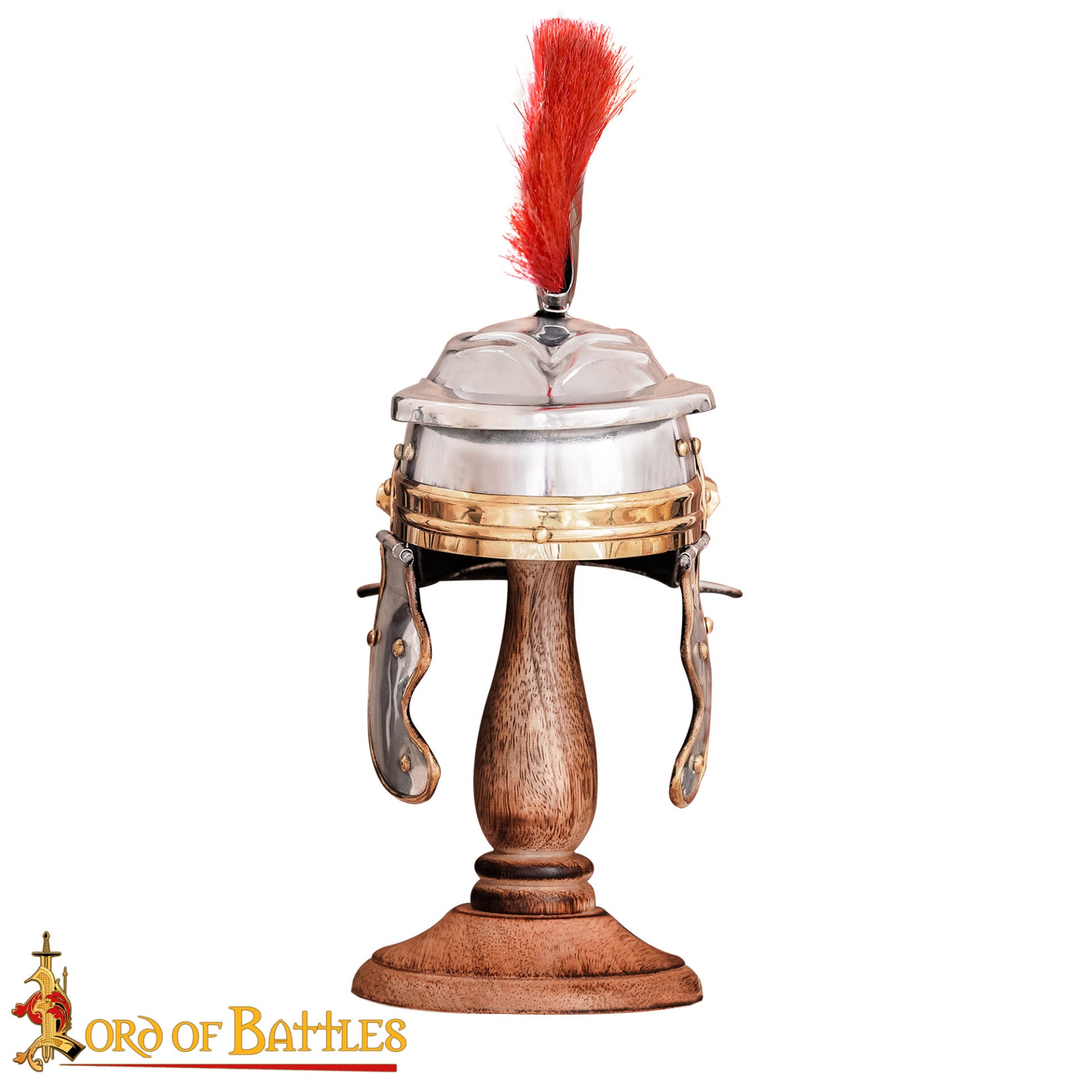 Minicasco de Centurión Romano Decorativo con Penacho Rojo y Soporte de Madera - Imagen 4