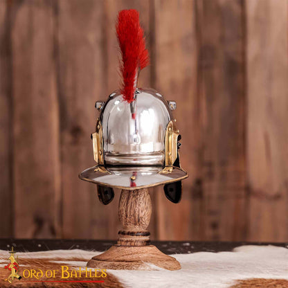 Minicasco de Centurión Romano Decorativo con Penacho Rojo y Soporte de Madera - Imagen 6