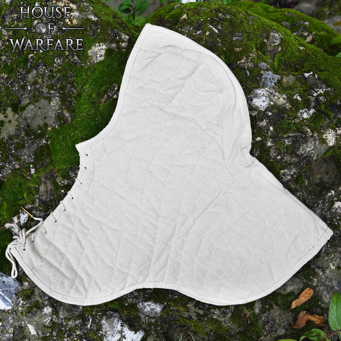 Cuello Acolchado de Lona de Algodón con Capucha - Gorro Acolchado Crudo para Casco Medieval Acolchado - Imagen 7