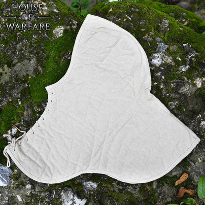 Cuello Acolchado de Lona de Algodón con Capucha - Gorro Acolchado Crudo para Casco Medieval Acolchado - Imagen 7