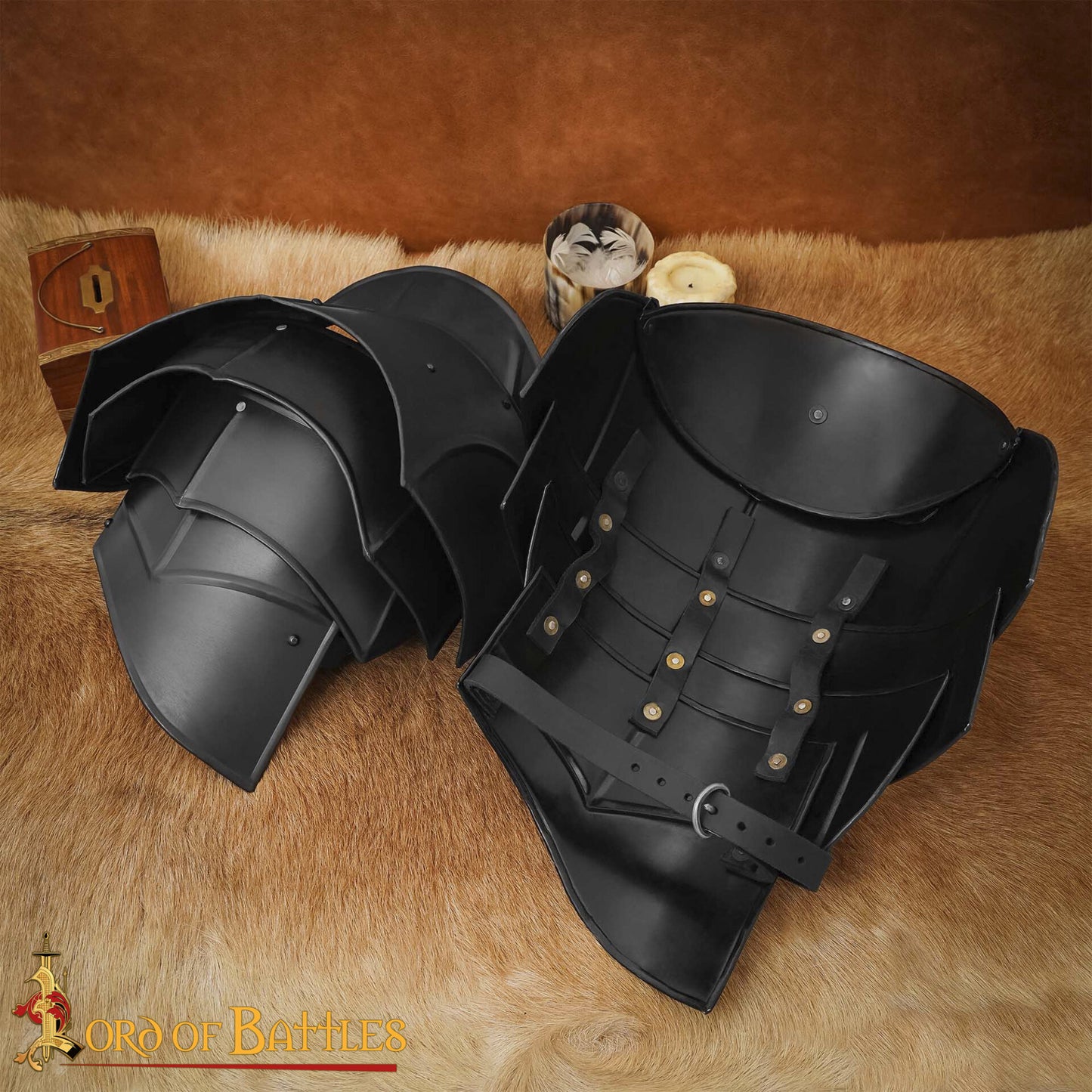 Medieval Fantasy Steel Pauldrons With Blade Breakers - Discontinued - Imagen 2