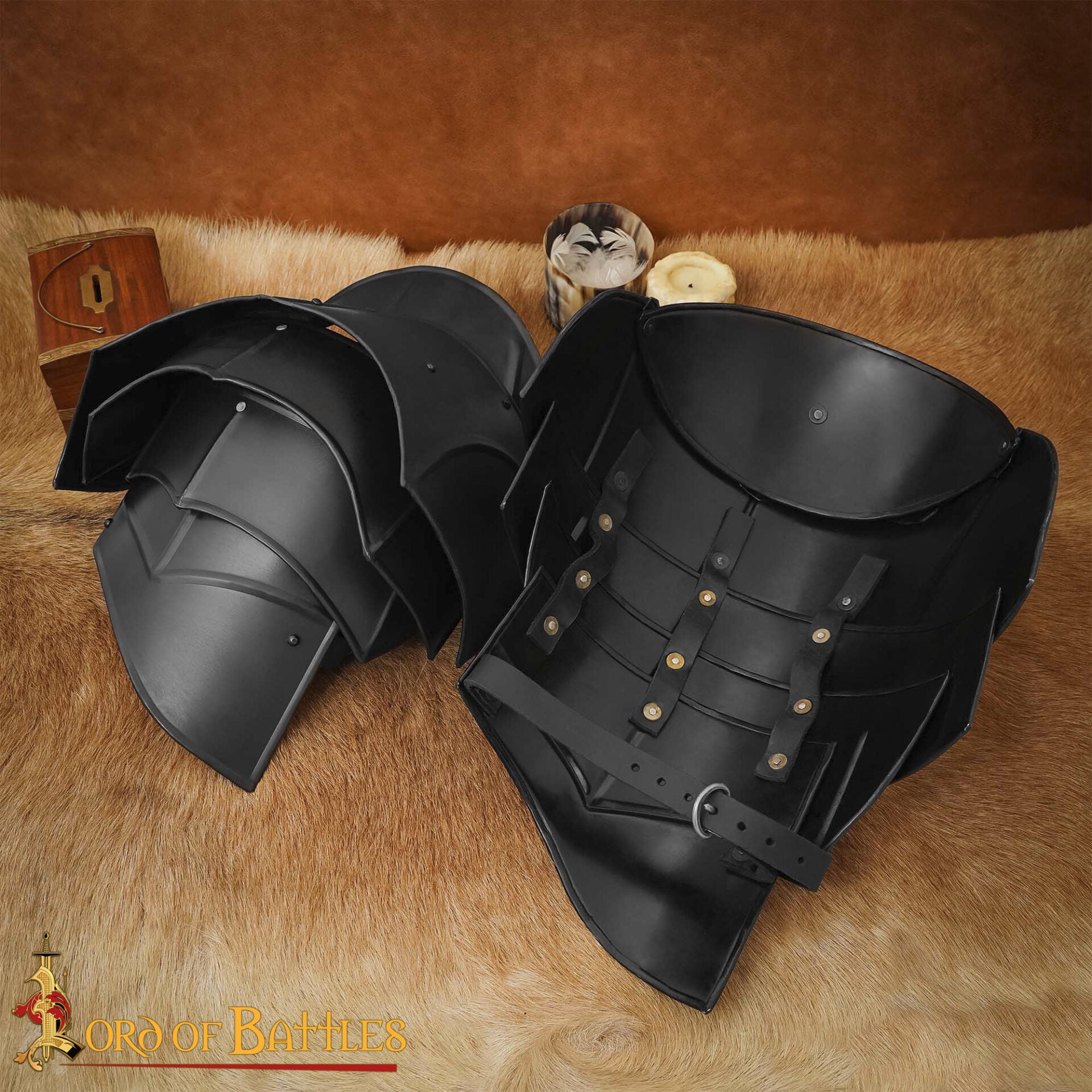Medieval Fantasy Steel Pauldrons With Blade Breakers - Discontinued - Imagen 2
